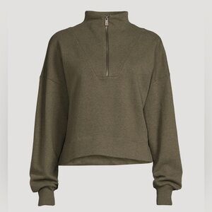 WOMEN Olive Half-Zip Pullover Sweatshirt